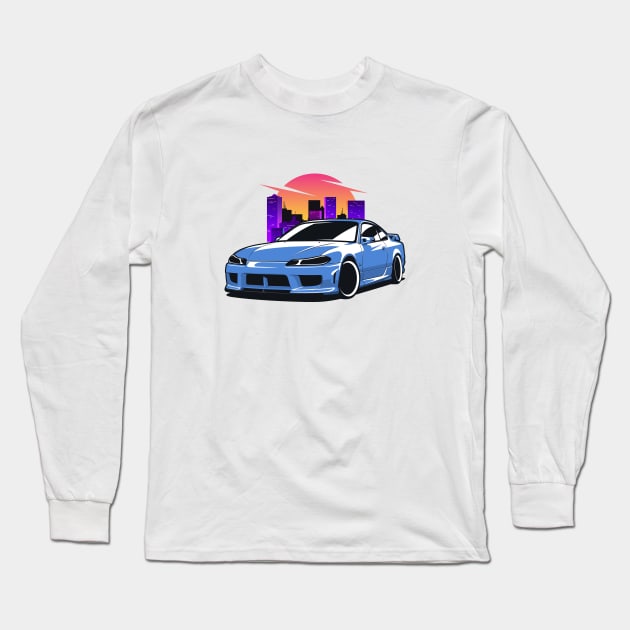 Blue Silvia S15 City Long Sleeve T-Shirt by KaroCars